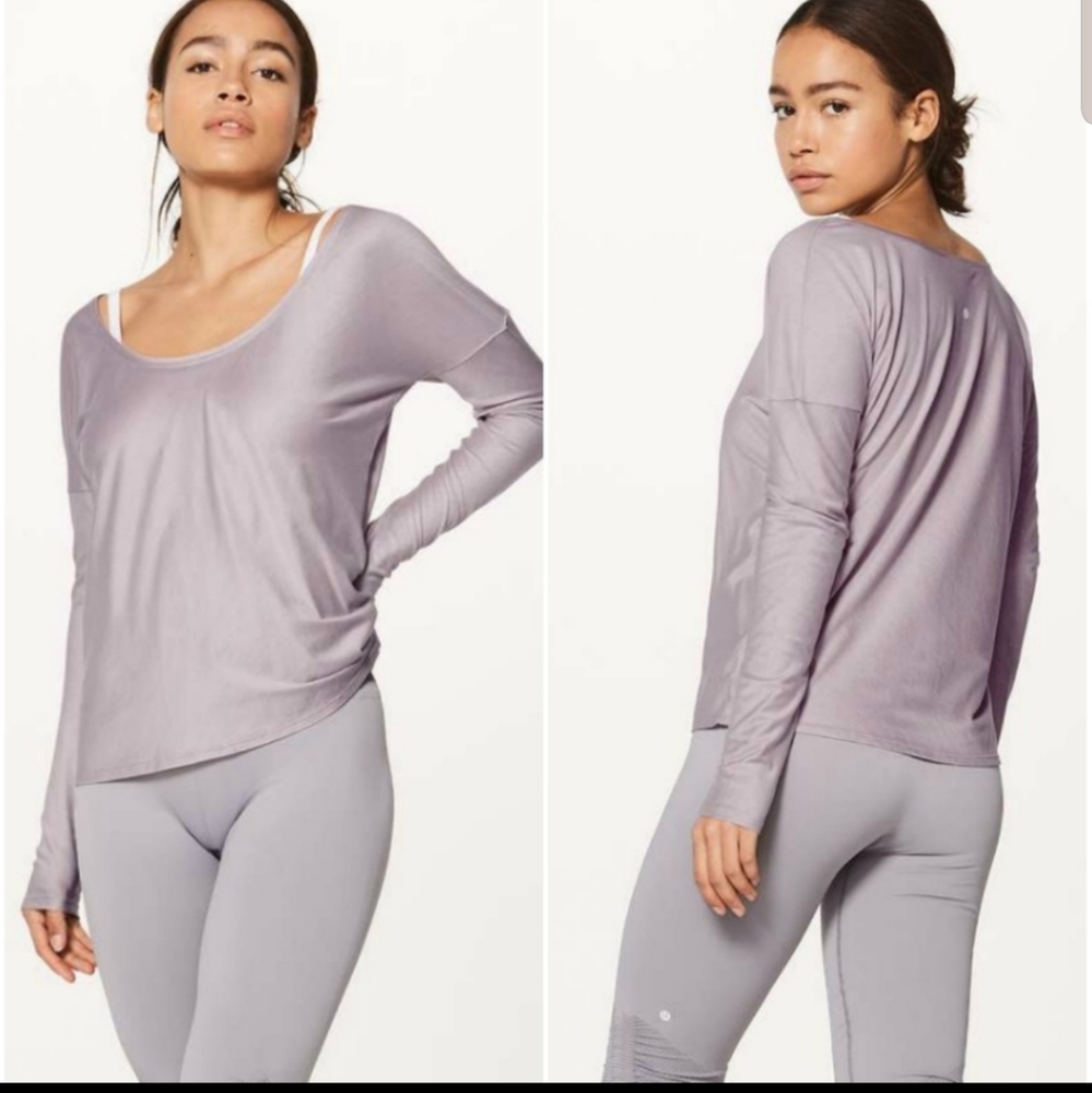 Lululemon faint mauve heart opener long sleeve top